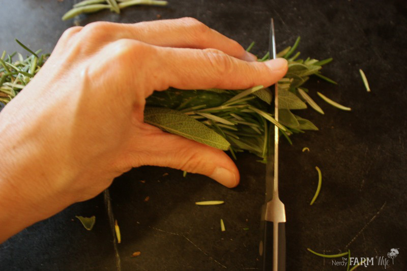 Snip the ends off of your herbal basting brush, if you'd like a smoother edge