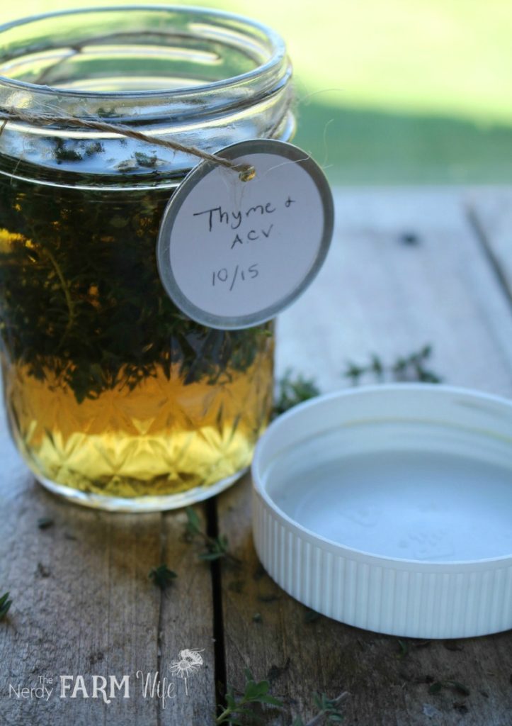 Thyme & Apple Cider Vinegar in a jar