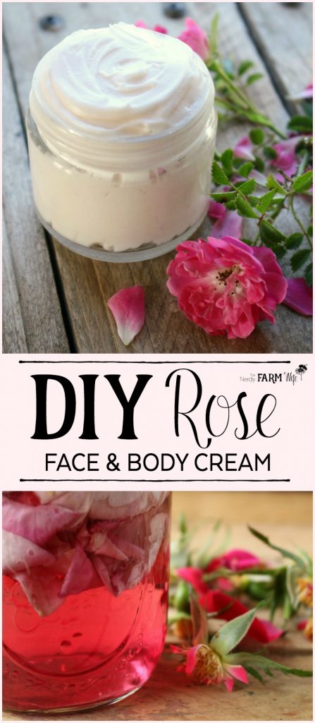 DIY Rose Face and Body Cream Recipe made with fresh roses, beeswax and rosehip seed oil.