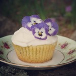 Dandelion Cupcakes with Violas on Top
