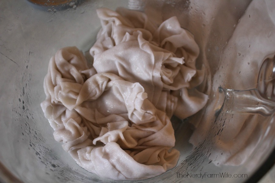 soak rags in scented solution