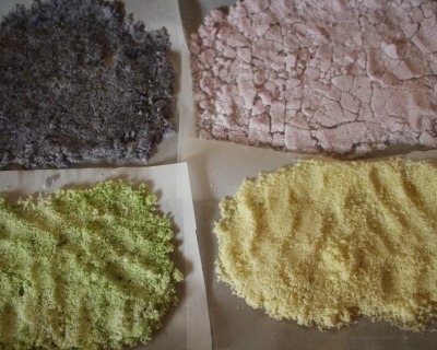 naturally colored sugar that has been dried in oven