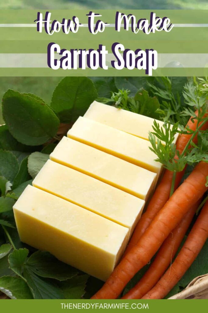 bars of homemade carrot soap made with the cold process method