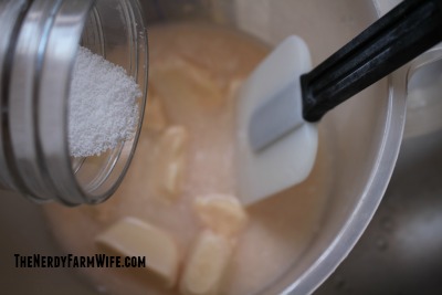 Add Lye Slowly to Water and Frozen Milk Cubes