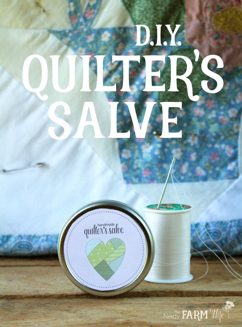 a tin of salve with quilting thread