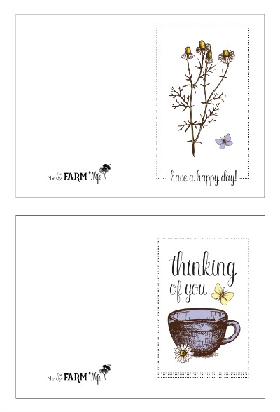 chamomile note cards you can print out