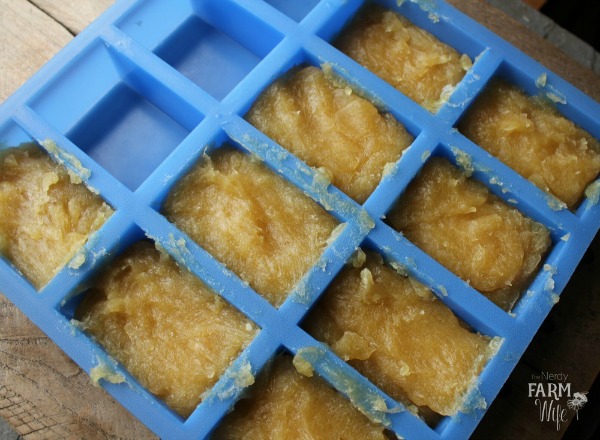 chamomile tea and honey shampoo bars in individual molds