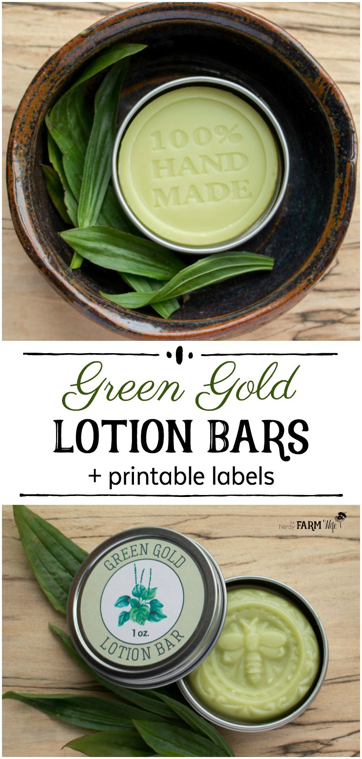 Green Gold Lotion Bars (+ printable labels)