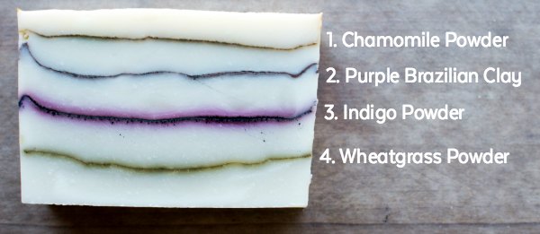 CP Soap Pencil Lines made with Chamomile, Purple Clay, Indigo & Wheatgrass