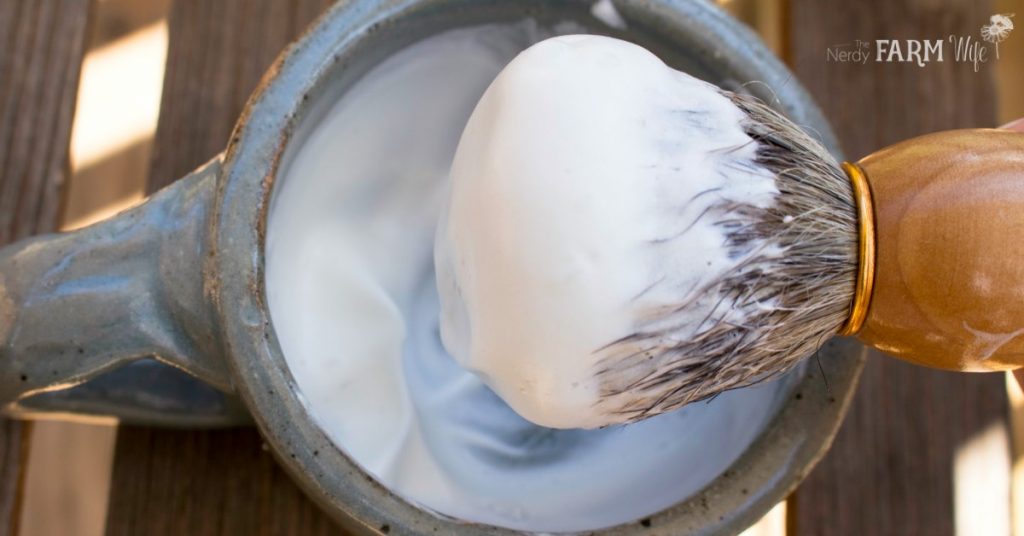 A shaving brush with foam