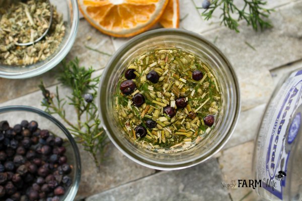 Jar of homemade aftershave infusing