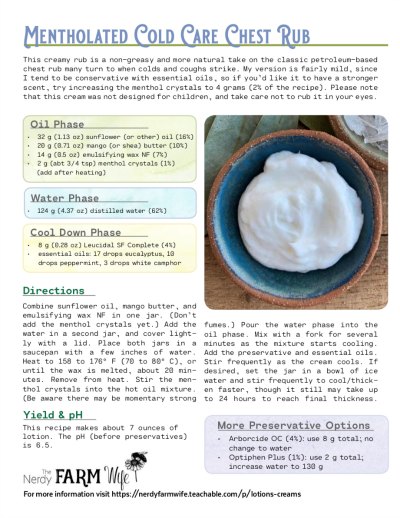 thumbnail of mentholated cold care chest rub cream recipe
