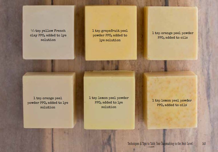 several soaps made with various citrus peel powders