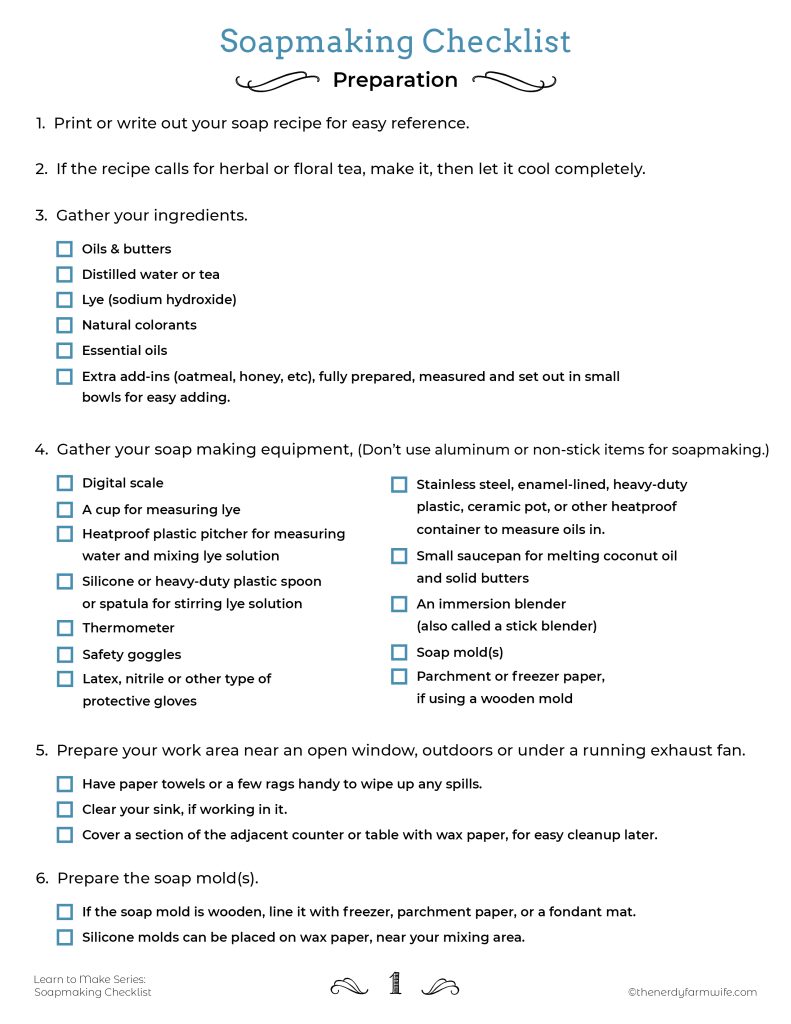 Soapmaking Checklist First Page