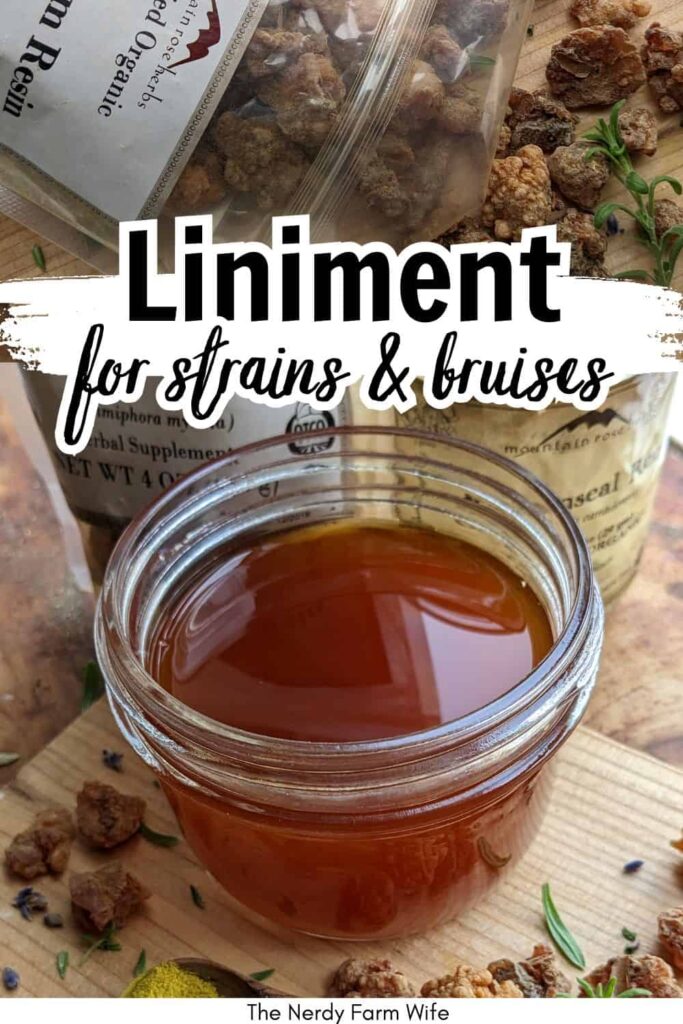 old fashioned liniment using Jethro Kloss recipe of goldenseal, myrrh, and red pepper