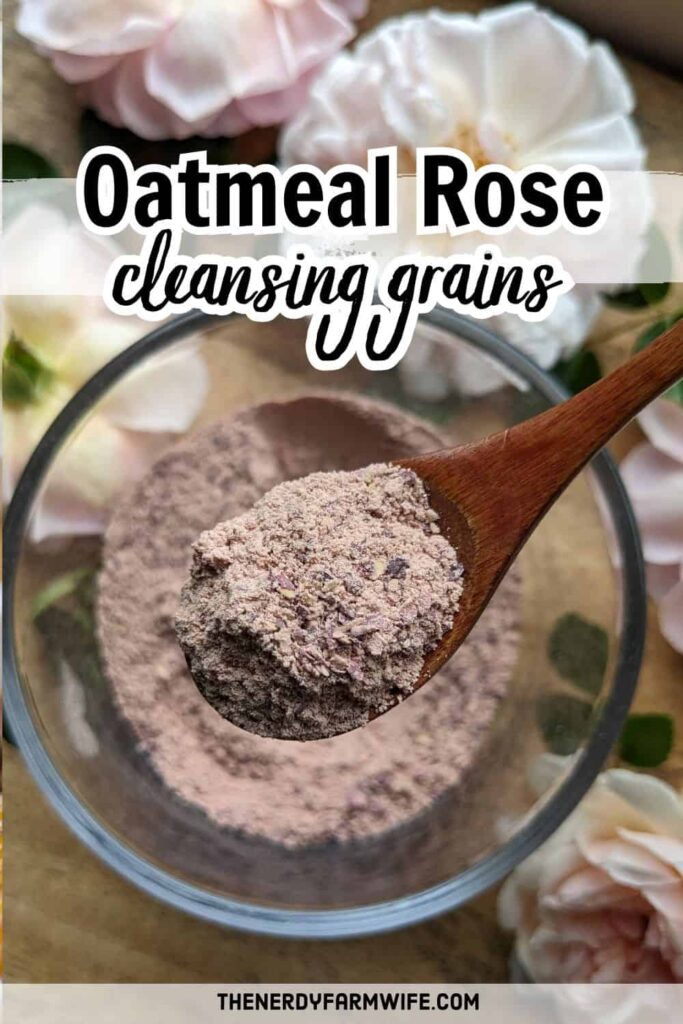 a spoonful of rose, oats, milk powder cleanser