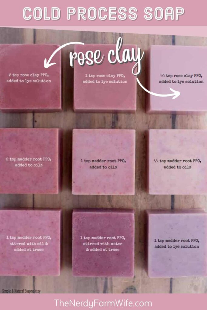 one of the natural colorant charts from the print book, Simple & Natural Soapmaking by Jan Berry