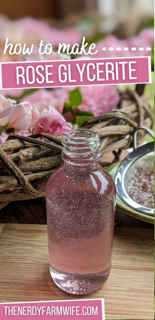 a bottle of finished rose glycerite