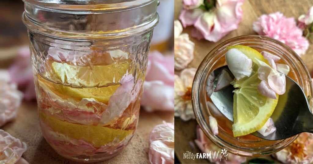 layers of lemon, honey, and whisky to make a homemade cough syrup