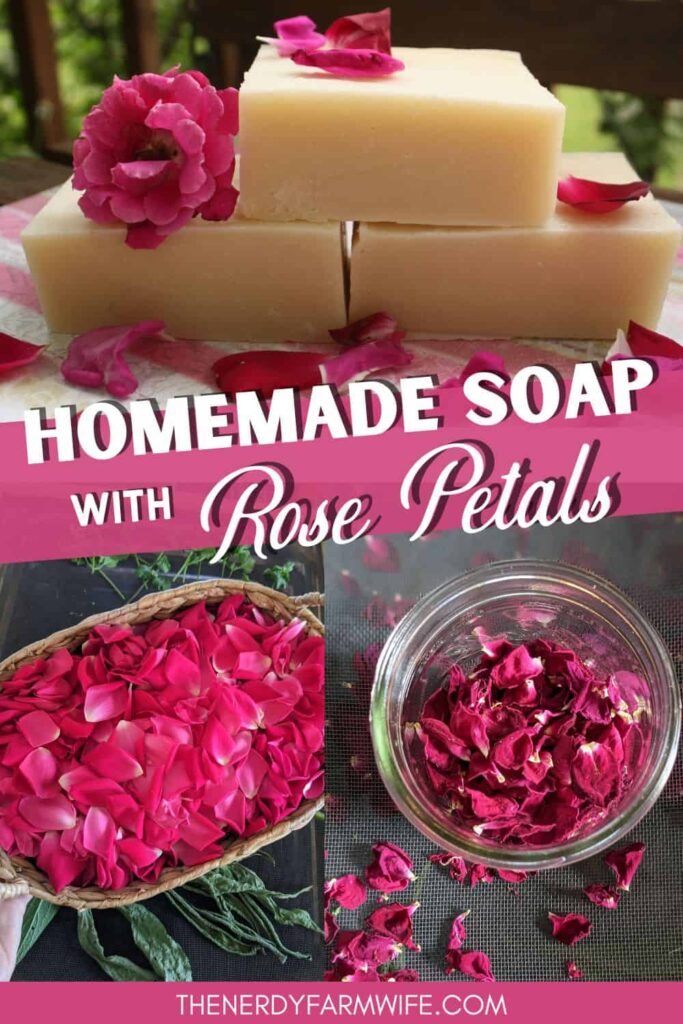 rose petals and homemade rose soap