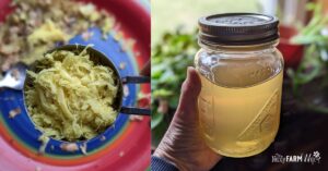 spoonful of grated fresh ginger and a jar of ginger honey syrup