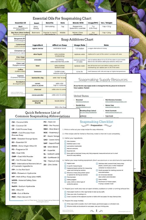 misc charts in the handmade natural soaps ebook collection