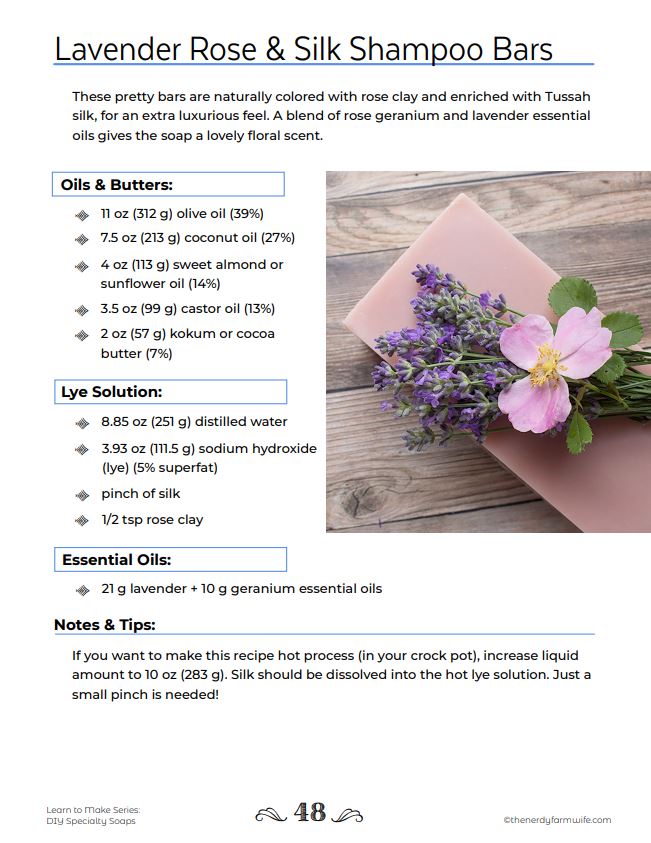 lavender rose silk shampoo bars recipe thumbnail