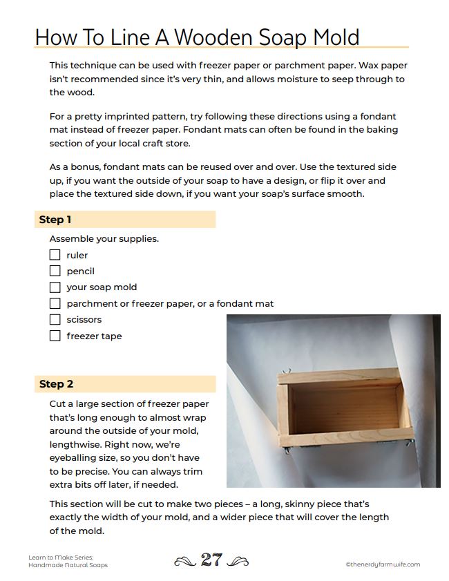 how to line a wooden soap mold