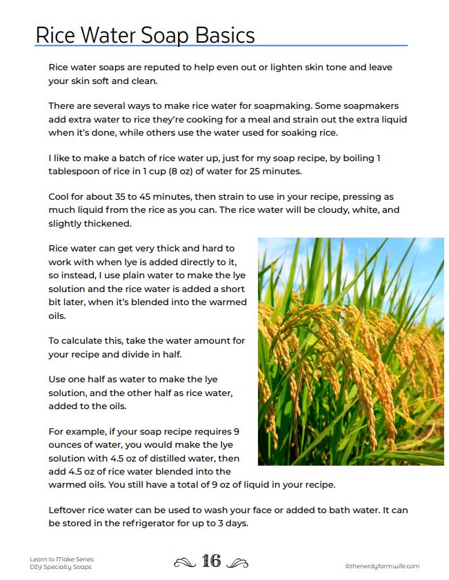 basics for making rice water soap